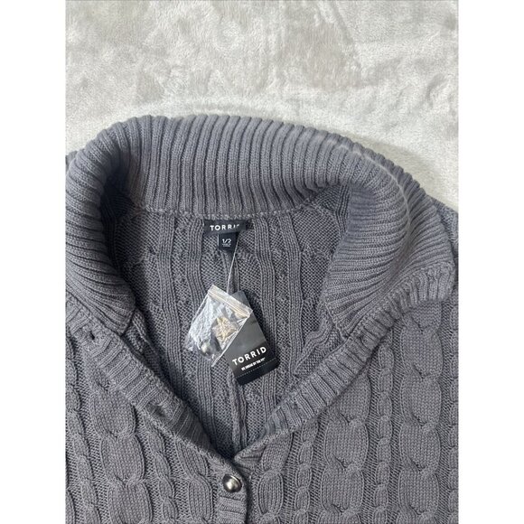 Women's Torrid Shaw Button Up Knitted Thick Gray Plus Size 1/2 - Picture 9 of 15
